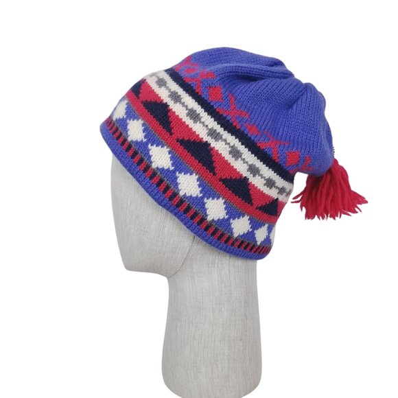 Merkley 100% Wool Patterned Beanie Beaded Pom Pom Tassel - Picture 3 of 9